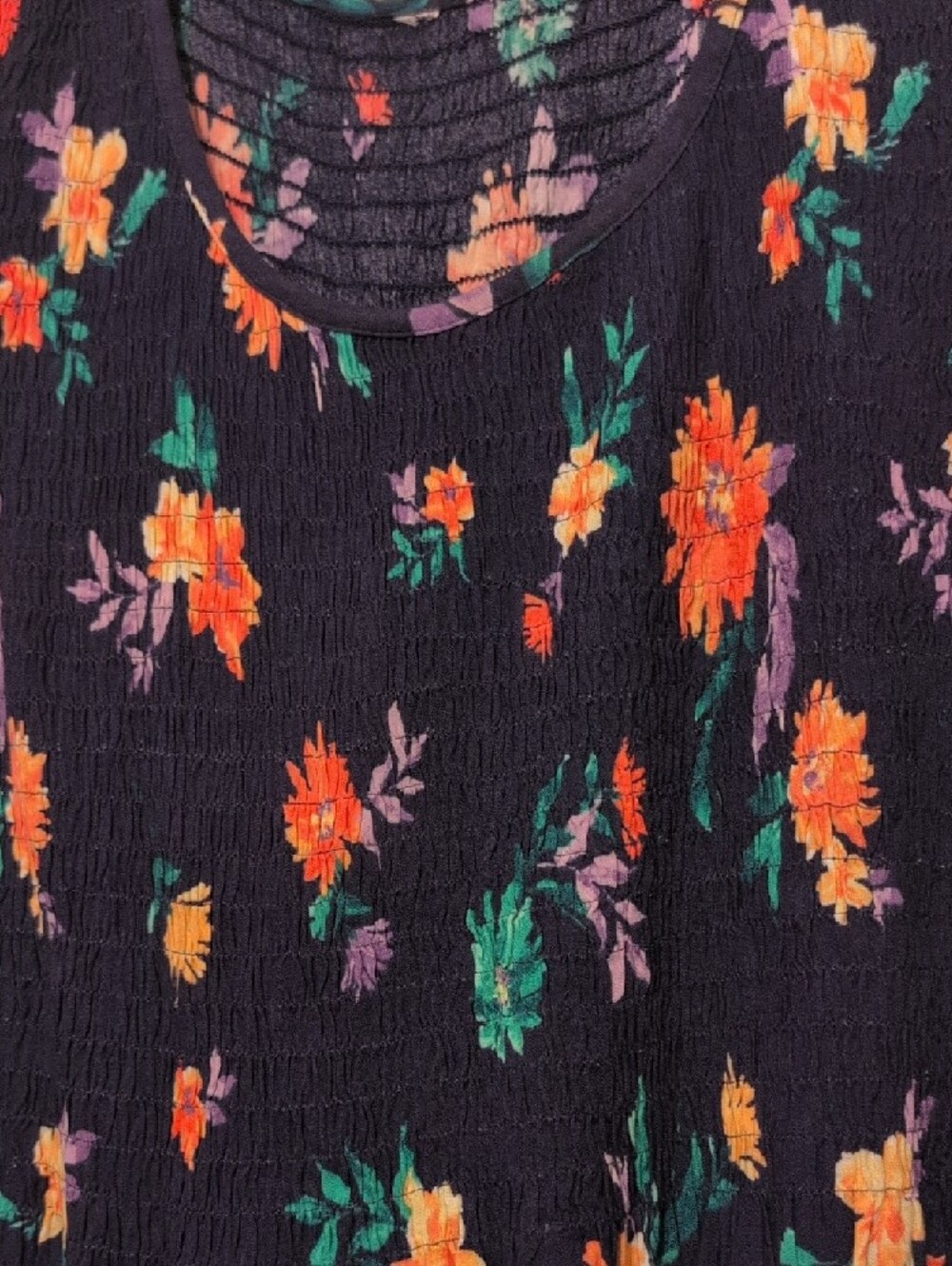 croft & barrow Navy Floral Sleeveless Maxi Dress with Orange & Purple Blooms - Picture 3 of 5